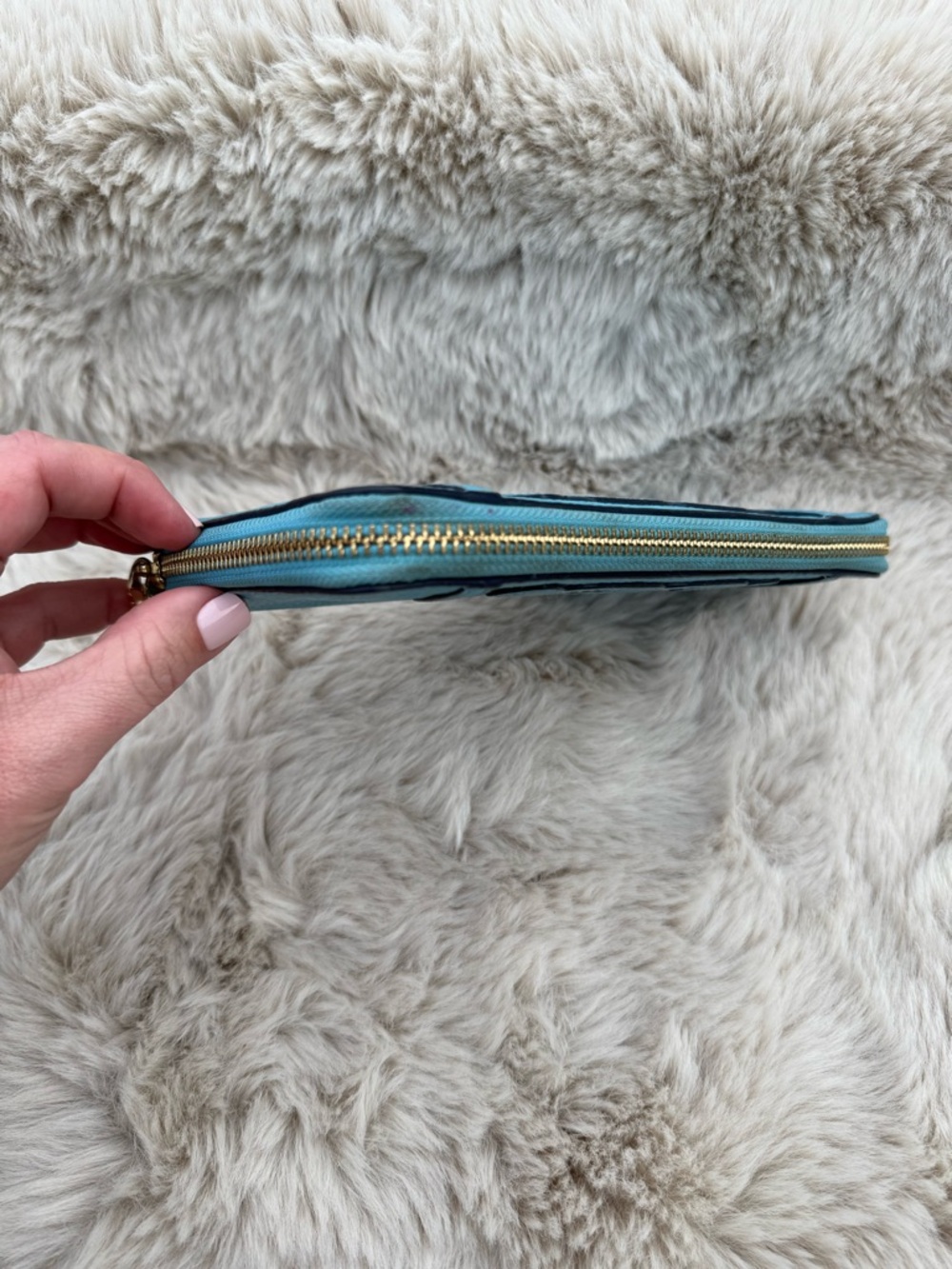 Tory Burch Teal Leather Continental Wallet - Picture 4 of 7